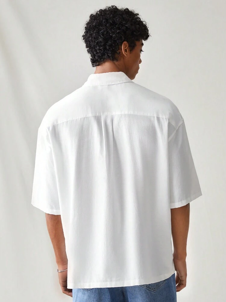 Men's Casual Shirt With Letter Print And Double Pockets