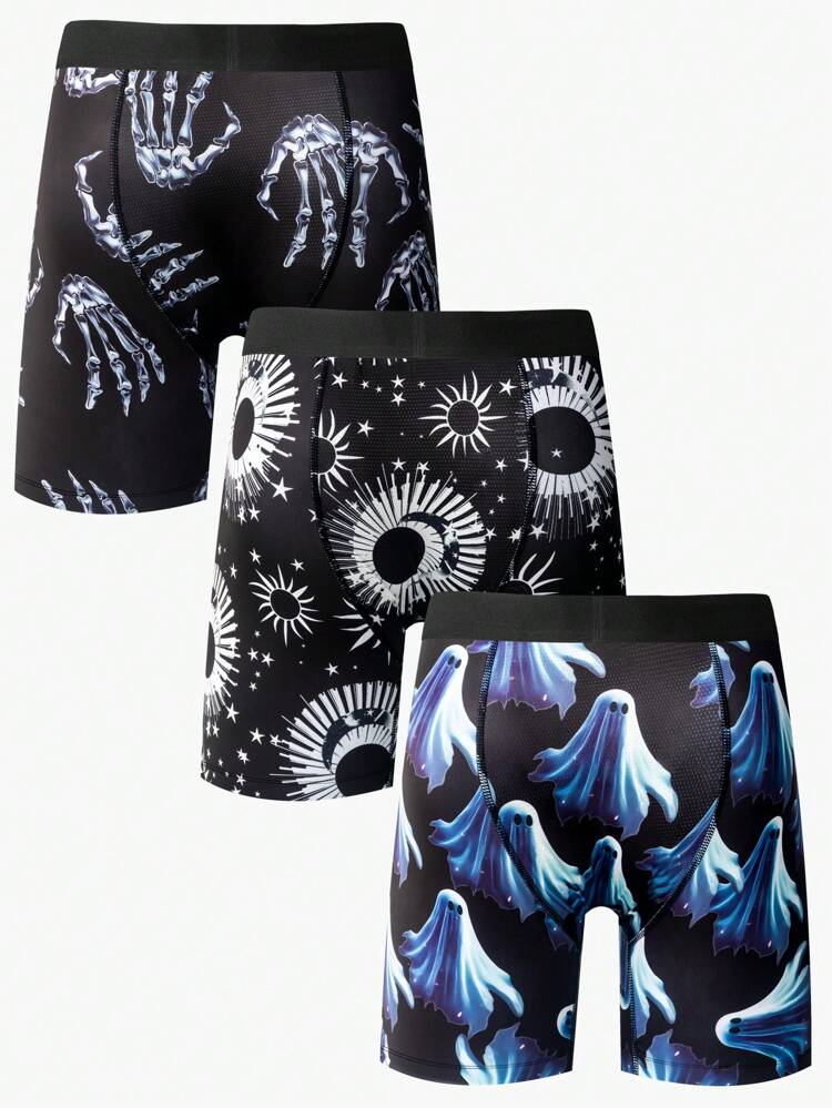 Men's 3d Digital Print Boxer Briefs (3 Pieces Set)