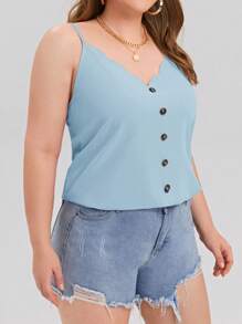 SHEIN Clasi Kích thước lớn Của phụ nữ Không đàn hồi Dệt Áo ba lỗ , Mùa hè - Màu xanh lam - Xem 5