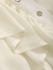 FRIFUL Chemise Pour Femmes En Tissu Jaune Avec Volants Multicouches, Liens Avant Pour L'été.