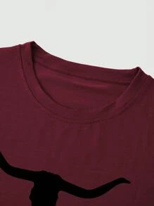 Manfinity Homme Camiseta De Manga Corta Con Estampado De Patrón De Toro Para Hombre