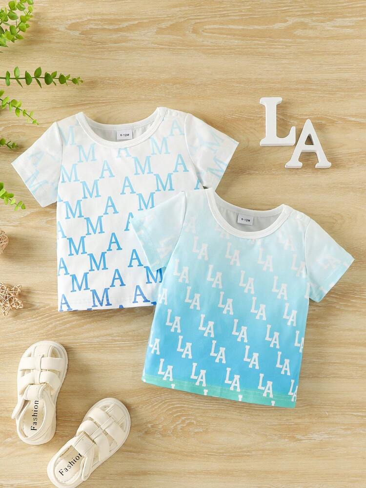Infant Boys' Casual Short Sleeve Shirt With Letter Print