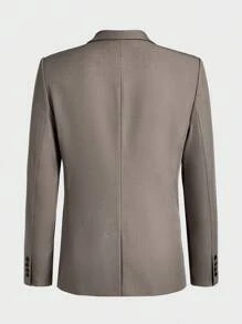 AKNOTIC Business Casual 易打理男士撞色领梭织长袖商务西装外套，秋冬装 - 灰色 - 查看 8