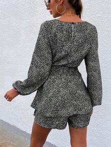 BTFBM Áo liền quần nữ Viên lá sen phân lớp Dây kéo Tất cả trên in Boho - Nhiều màu - Xem 2