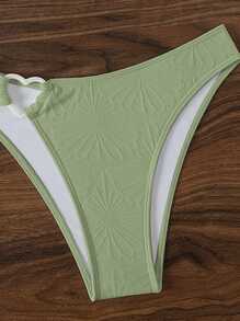 SHEIN Swim Women's Halter Neck Bikini Set For Summer Beach And Pool - Green - View 6