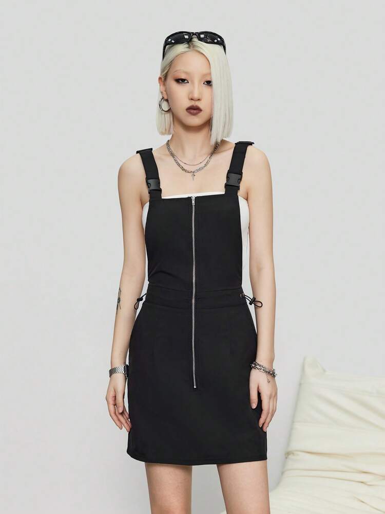 Women's Gorpcore Front Middle Zip Workwear Overall Dress