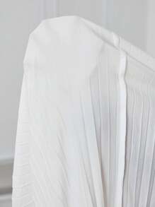 SHEIN Privé Plus Size Elegant Pleated Deep V-Neck Tied Waist Semi-Transparent Loose Fit Dress For Spring And Summer Vacation - White - View 7