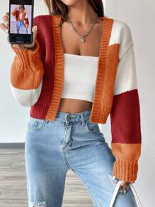 Flirla Women's Loose Color-Block Cardigan Fall Winter Cloth For Women - Multicolor - View 6