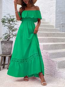 Chiquease Women's Off-The-Shoulder Ruffle Dress, Summer - Green - View 4