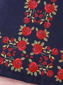 Baby Girl Bohemian Printed Rose Location Long Sleeve A-Line Dress With Bell Sleeves - Multicolor - View 4