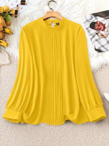 Kích thước lớn Vòng cổ Tay áo dài Chất rắn Giải trí Áo sơ mi Thích hợp Đối với Mặc hàng ngày - Màu vàng - Xem 1