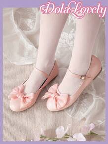 Dola Lovely Zapatos planos y cómodos con diseño de lazo en color rosa, estilo veraniego para damas y niñas. Oferta de verano, Halloween, Navidad, otoño