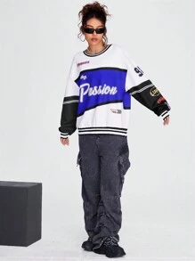 Coolane Dopamine Dressing Letter Graphic Drop Shoulder Sweatshirt - Multicolor - View 4