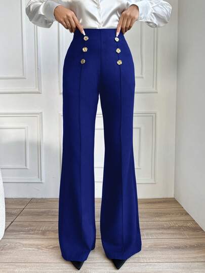 EURMUSE Women's Double-Breasted Bell-Bottom Pants