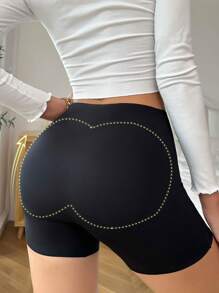 Solid Shapewear Shorts Booty Shorts - Black - View 3