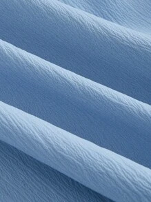 SHEIN MOD 純色復古泡泡袖女裝連身裙,帶蕾絲裝飾 - 藍色 - 查看 4