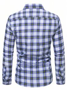 Manfinity Homme Men's Plaid Long Sleeve Shirt , Slim Fit Button Up Casual Shirt - Multicolor - View 2