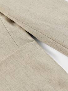 AKNOTIC Business Casual 亚麻易护理夏季梭织休闲西装外套，适合秋冬穿着 - 杏色 - 查看 7