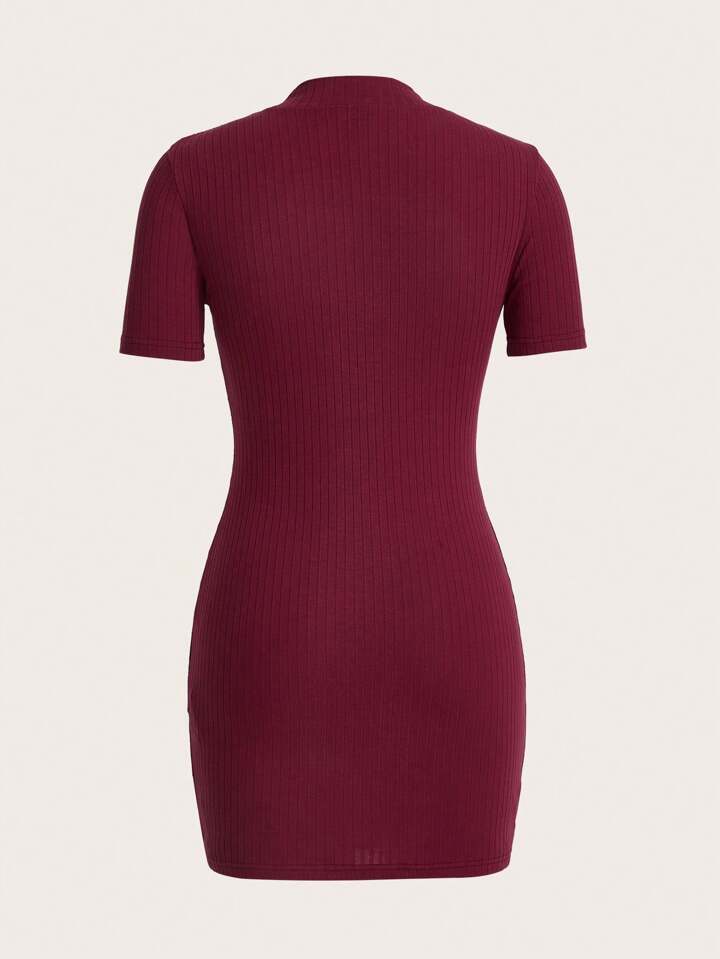 Our Solid Rib-Knit Bodycon Dress is such a vibe - ROMWE