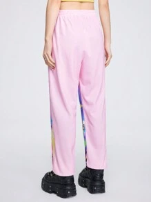 ROMWE Avant 多彩數字印花女式運動長褲 - 淺粉色 - 查看 5