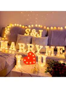 1個白色燈帶,帶有led字母/字母和數字字符,用於diy、婚禮、生日、情人節和派對裝飾