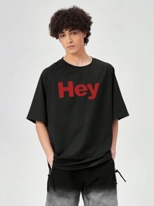 Manfinity LEGND Men'S Letter Printed Short Sleeve T-Shirt - Black - View 5
