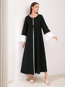 Al Najma Contrast Color Bell Sleeve Dress
