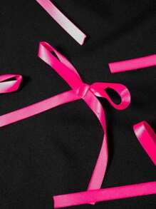 SHEIN Privé Của phụ nữ Bowknot Quây Đầm - màu đen - Xem 4