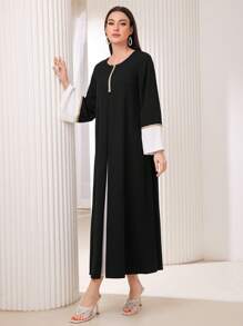 Al Najma Contrast Color Bell Sleeve Dress