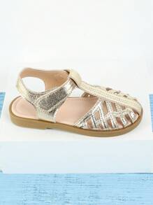幼童女孩閉趾涼鞋,金色夏季兒童鞋,女孩金色涼鞋