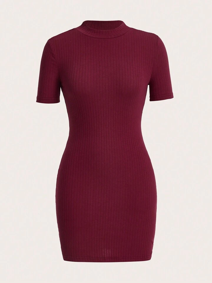 Our Solid Rib-Knit Bodycon Dress is such a vibe - ROMWE