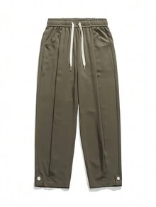 男士春夏季時尚休閒冰絲長褲 - 軍綠色 - 查看 1