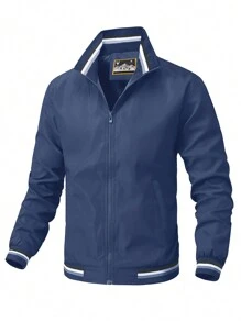 Nam Sọc trang trí Dây kéo Áo khoác Quần áo tập thể hình Nam - Màu xanh hải quân - Xem 1