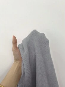 Flirla 純色時尚寬鬆長袖釦前羅紋外套 - 深灰色 - 查看 8