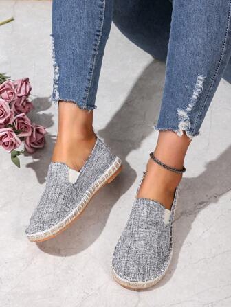 Scarpe Da Donna Piatte Alla Moda E Comode In Tela E Corda Di Juta