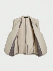 AKNOTIC Business Casual 亚麻易护理夏季梭织休闲西装外套，适合秋冬穿着 - 杏色 - 查看 4