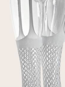 SHEIN Gợi cảm Của phụ nữ Đồ lót Nhìn xuyên qua Lưới Áo liền quần chặt - Xám - Xem 4