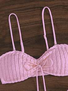 Swim Mod Women's Spaghetti Strap Bikini Set Suitable For Summer Beach - Pink - View 3