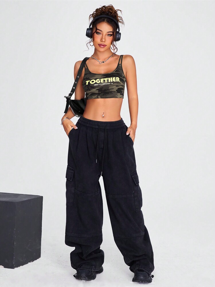 SHEIN Coolane 迷彩運動休閒多用途背心 - 軍綠色 - 查看 4