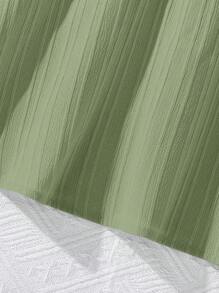 Tween Girls' Round Neck Cap Sleeve Belted Simple Dress - Green - View 5