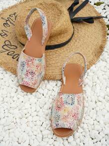 女性撞色露跟時尚夏天平底涼鞋 - 彩色 - 查看 3