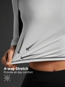 In My Nature 女士立領字母印花長拉幫袖戶外T恤 - 灰色 - 查看 3