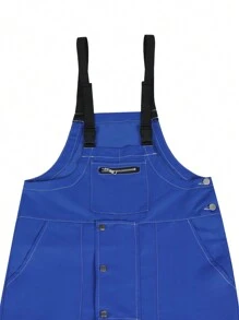 Manfinity Hypemode 男士純色口袋工作服工作褲 - 藍色 - 查看 6