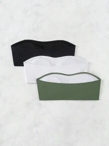 Swim Basics Bộ bikini 3 cái/bộ màu trơn dành cho nữ, thích hợp cho mùa hè, đi biển, hồ bơi - Nhiều màu - Xem 2