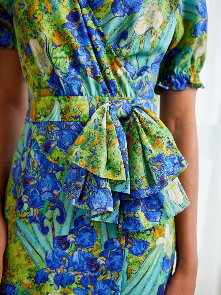 ALLOVER PRINT BIAS CUT DRESS