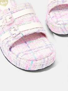 SheIn SXY Women's Platform Wedge Sandals, Peep Toe Chunky Heeled Slip-On Shoes With Thick Soles For Outdoor Wear - Multicolor - View 4