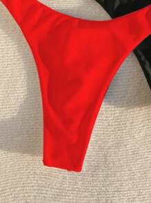 Swim Basics Ladies' 2pcs Summer Beach Solid Bikini Bottom For Vacation Red Pantiessexy Thongs - Multicolor - View 4