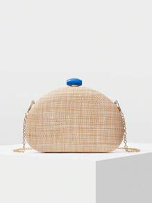 MOTF PREMIUM 女士刺绣手拿包，情人节礼物，优雅奢华女士包 - 杏色 - 查看 5