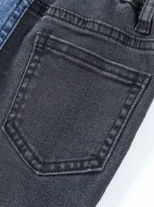 Baby Boy Elastic Waist Distressed Denim Jeans - Dark Wash - View 6