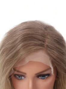 Ombre Blonde Natural Wave Short Women Lace Front Synthetic Wigs 6X4X0.5 T-Part Lace Wig  Middle Length Lace Curly Wigs With 180 Density Side Part Synthetic Hair For Women Lady Ladies Daily Used 18inch Beginner Friendly - Ombre - View 7